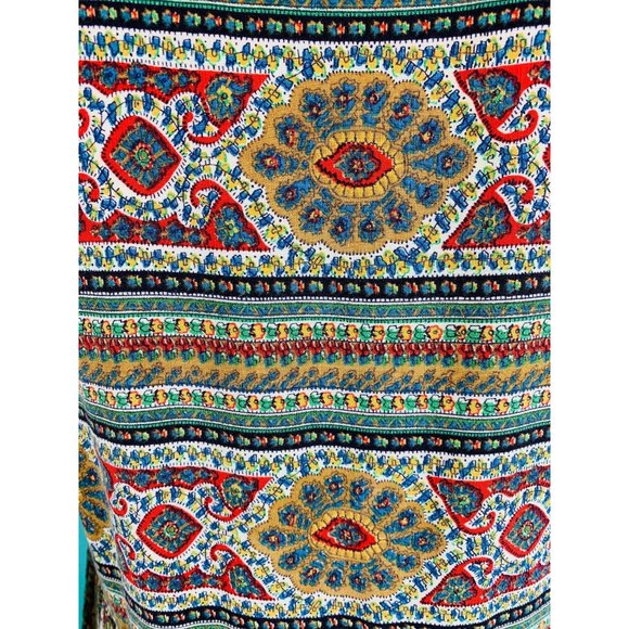 Vintage 70s Maxi Dress Women's Small Bohemian Smocked Waist Folk Tiered - Picture 6 of 10